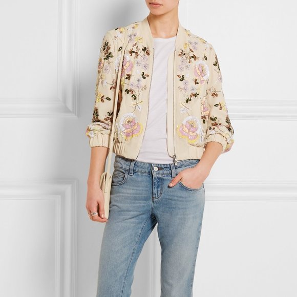 ✨  HP ✨  Needle & Thread Foliage Cluster Embellished Bomber - Picture 6 of 15